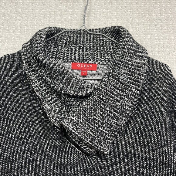 Guess Men’s Cleo Shawl Collar Zip Sweater Size L Light Grey Knit Pullover - Picture 5 of 12